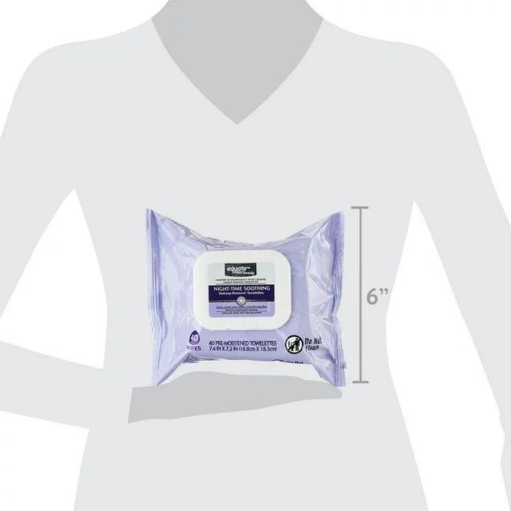 Equate Beauty Night-Time Soothing Make up Remover Towelettes - 40 Wipes (NO WIPE LID)