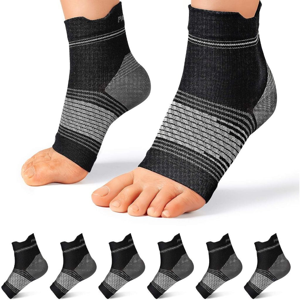 Plantar Fasciitis Sock for Men and Women (6 Pairs)(Black)
