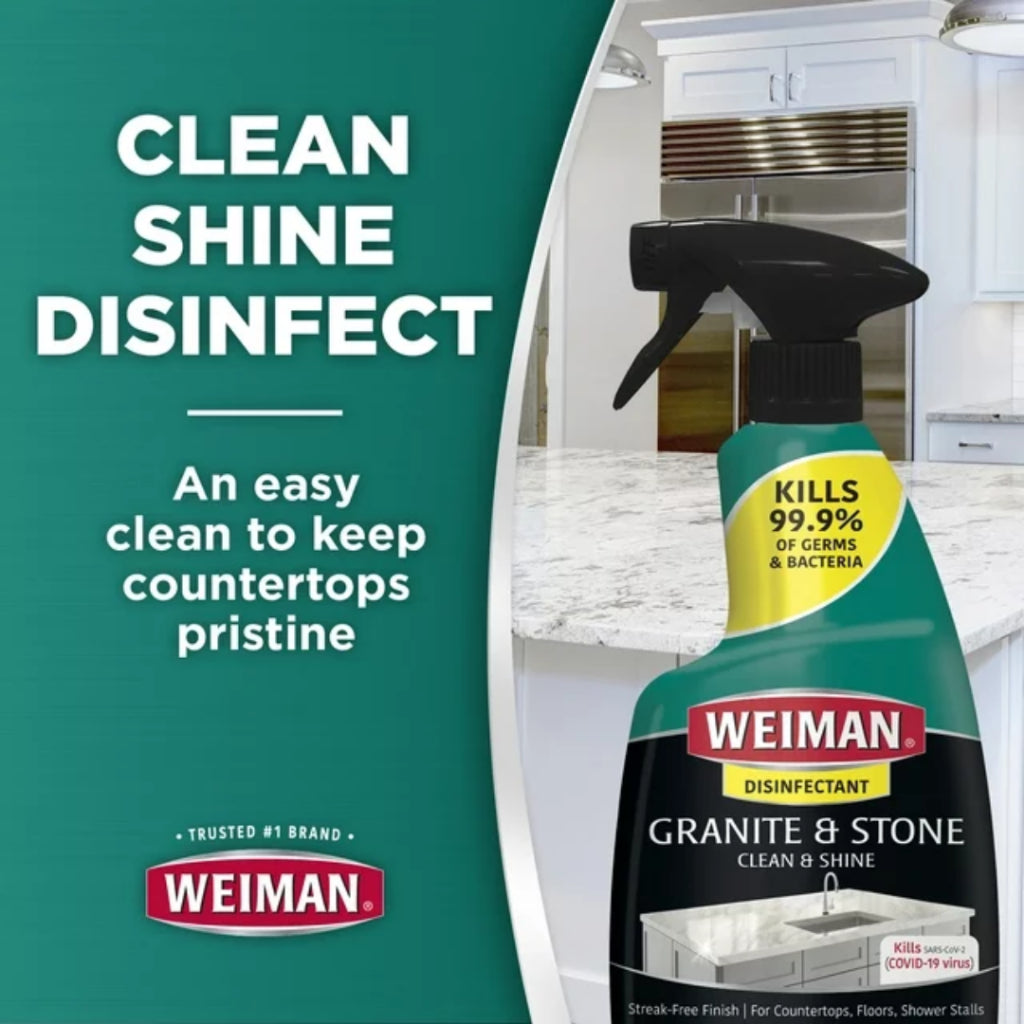 Weiman Disinfectant Granite And Stone Clean And Shine Citrus Scent, 12 fl oz / 355 ml
