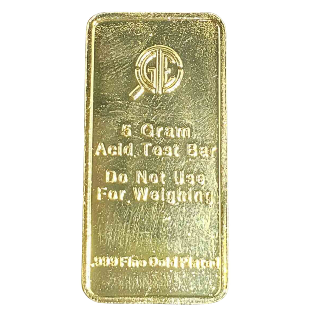 5 Gram Acid Test Bar .999 Fine Gold Plated