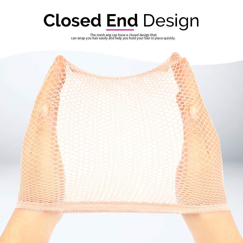 Fandamei Mesh Wig Cap Net Liner Weaving (Light Brown) 4 Pieces