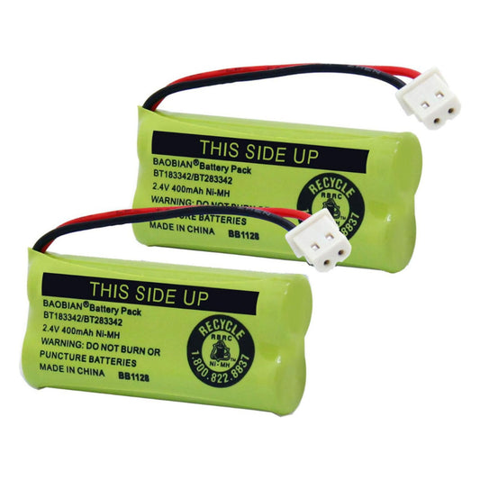 BAOBIAN BT183342/BT283342 2.4V 400mAh Ni-MH Rechargeable Cordless Phone Battery (2 Pack)