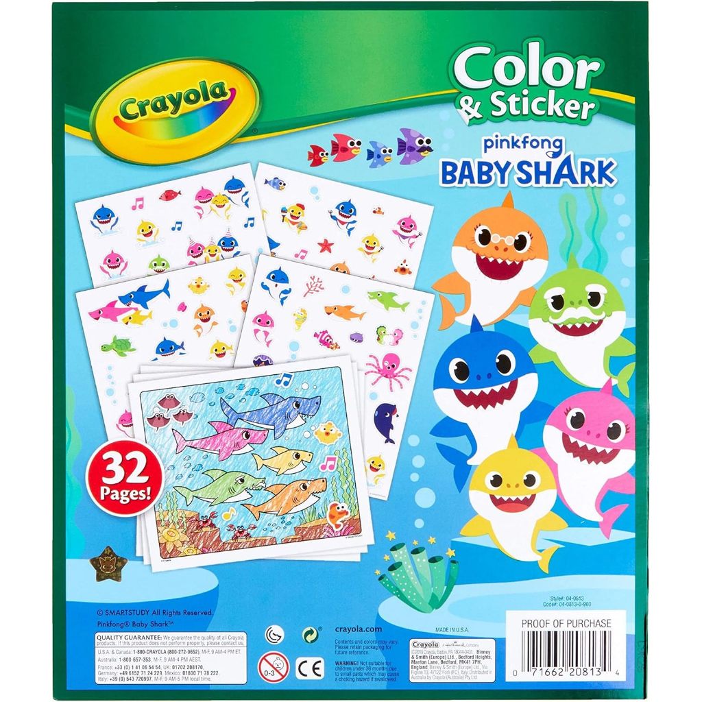 Crayola Color & Sticker Baby Shark Big Show 50+ Stickers (32 Pages / 4 Sticker Sheet)