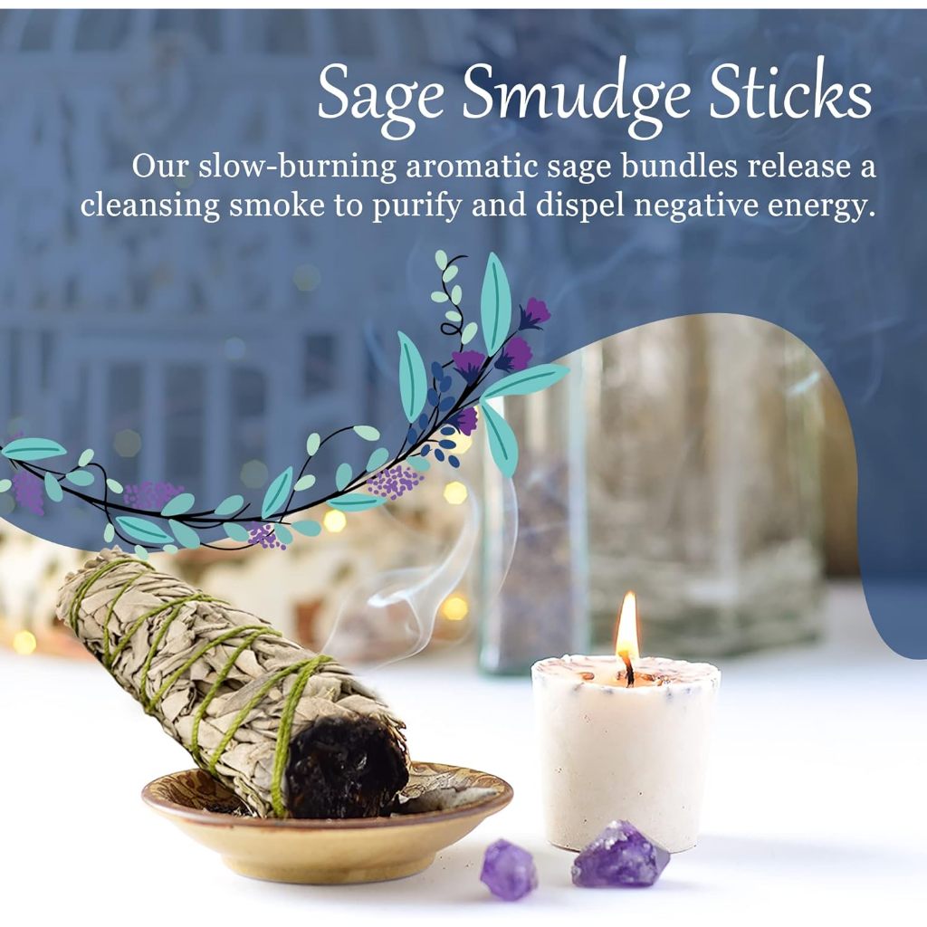Premium White Sage Smudge Sticks, Sage Bundle, Spiritual Cleansing, Dried Herbs for Meditation 3 pcs