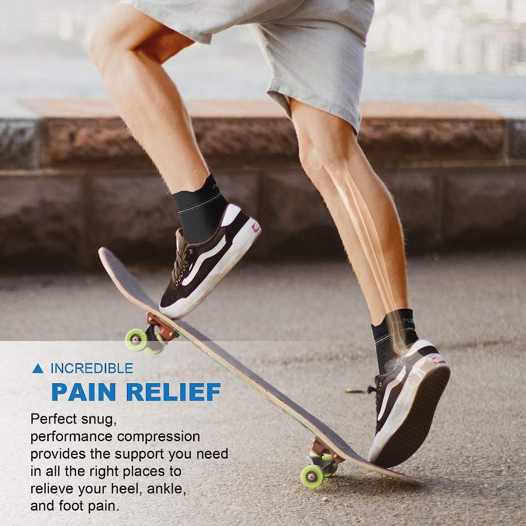 Plantar Fasciitis Sock for Men and Women (6 Pairs)(Black)