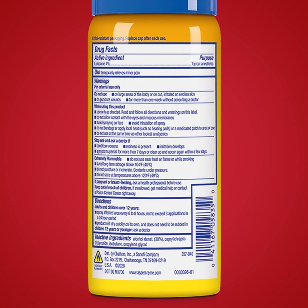 Aspercreme Relief Spray Fast Acting Quick Dry Fragrance Free 4 oz.(113 g)