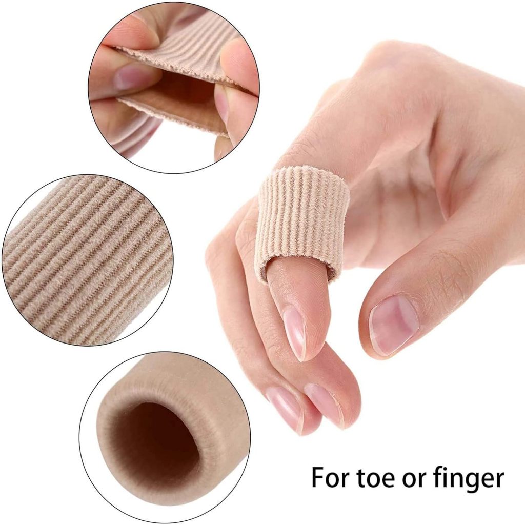 Toe Cushion Tube Toe Tubes Sleeves Soft Gel Corn Pad Protectors, Brown (16 Pieces)