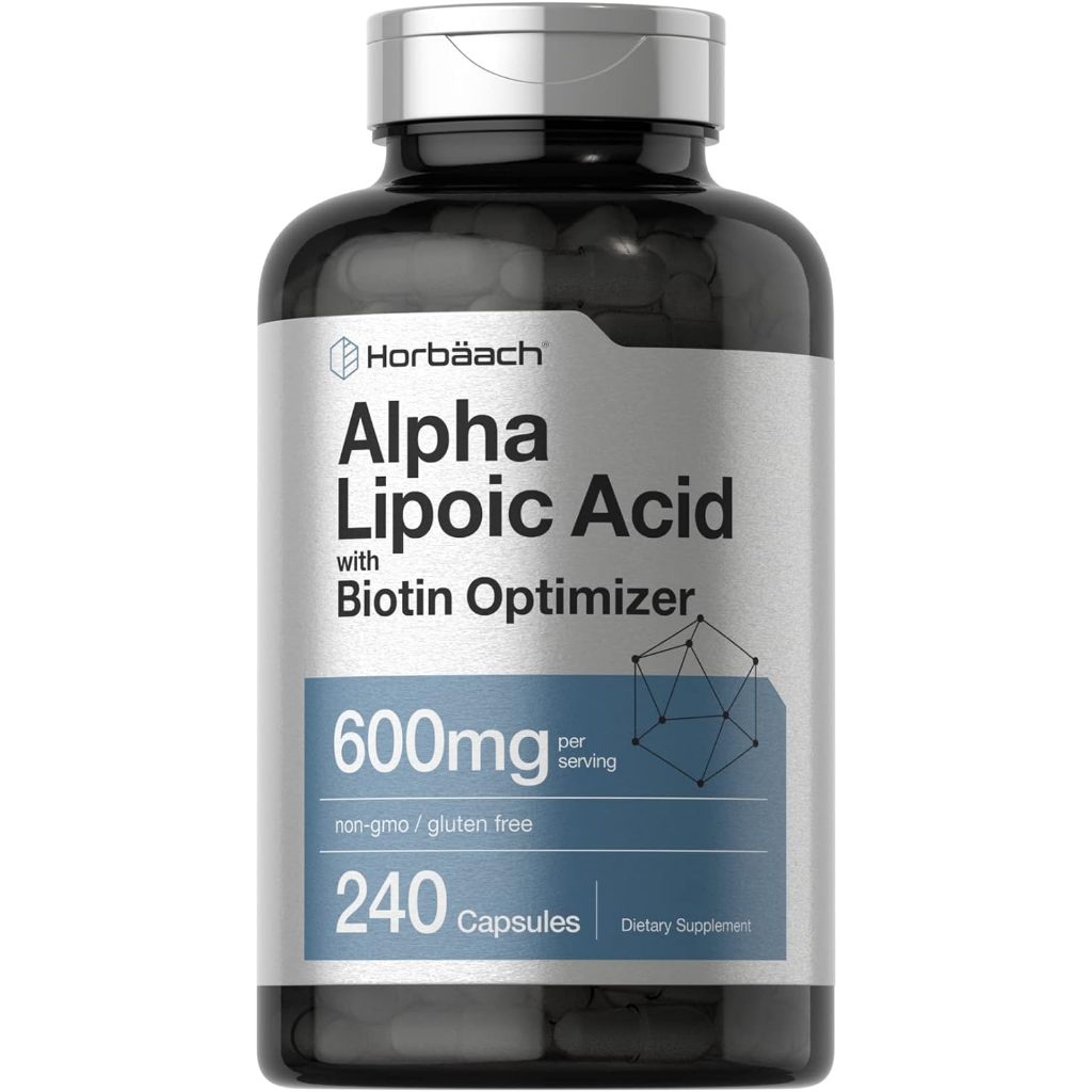 Horbaach Alpha Lipoic Acid with Biotin Optimizer 600mg  240 Capsules