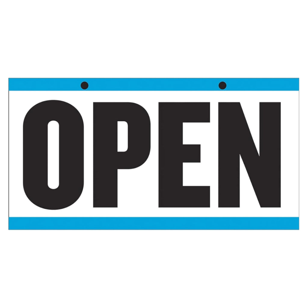 Bazic Products Double Sided Open/Close Sign With Clock Hands 6 x 11.5 inch, Blue