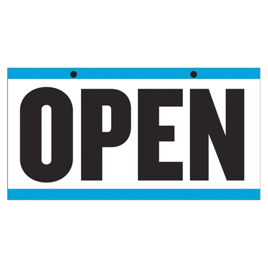 Bazic Products Double Sided Open/Close Sign With Clock Hands 6 x 11.5 inch, Blue
