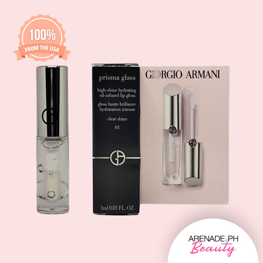 G Armani Prisma Glass Hydrating Lip Gloss 01 Clear Shine Travel Size, 1 ml / 0.03 fl. oz.