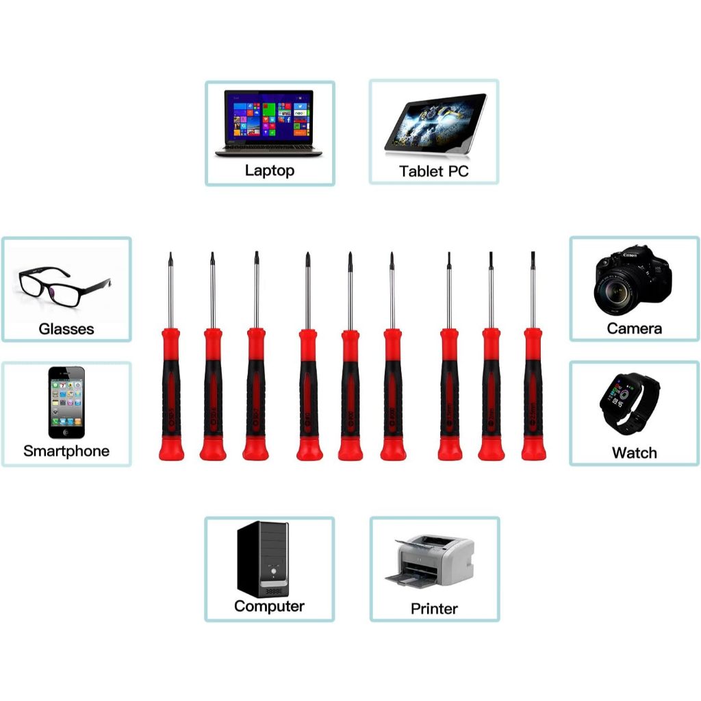 EFFICERE Swivel End Cap Screwdriver 9 Pieces Set