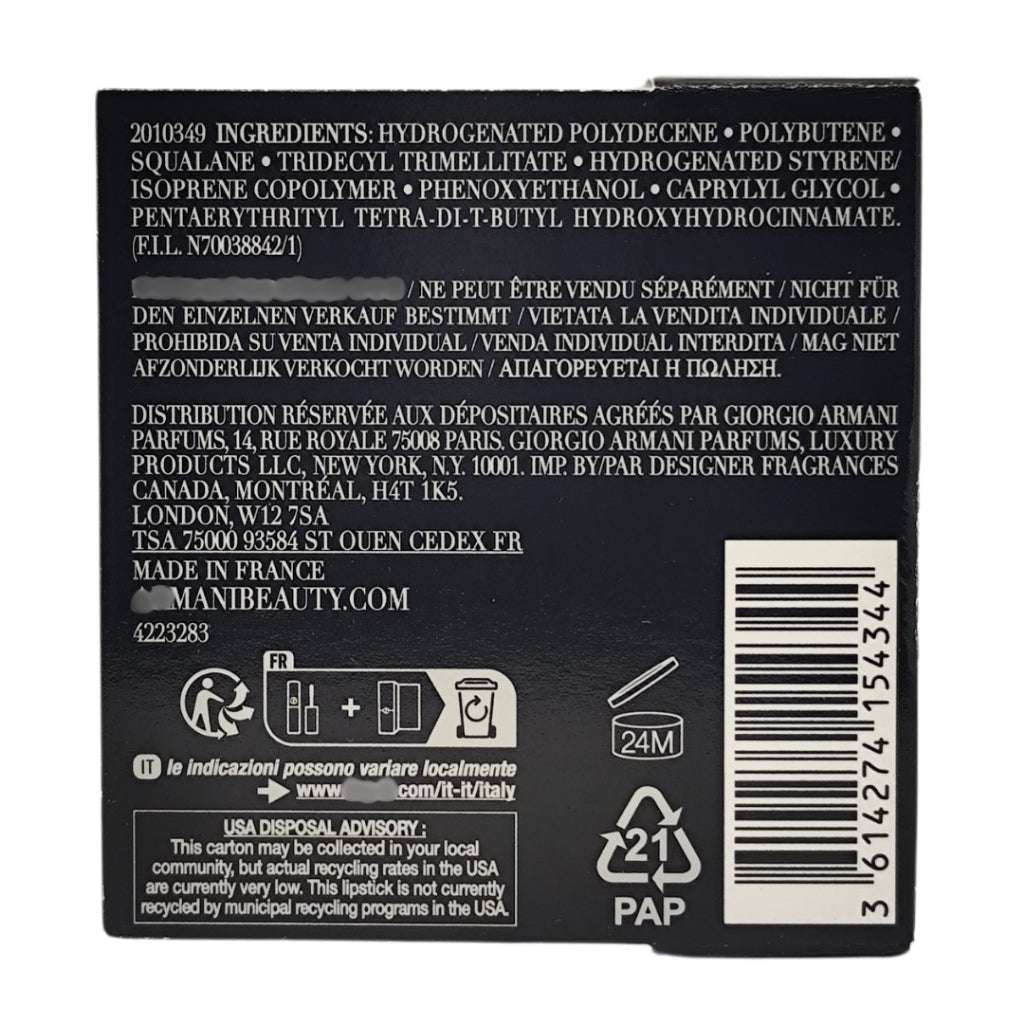 G Armani Prisma Glass Hydrating Lip Gloss 01 Clear Shine Travel Size, 1 ml / 0.03 fl. oz.