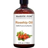 Rosehip Oil for Face, Nails, Hair and Skin From Majestic Pure - 100% Pure & Natural, Cold Pressed Premium Rose Hip Seed Oil 4 oz