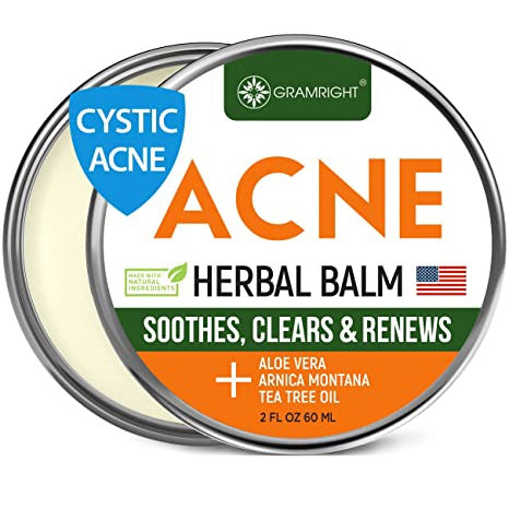 Gram Right Acne Herbal Balm Soothies, Ckears & Renews Made With Natural Ingredients 2 Fl Oz (60ml)