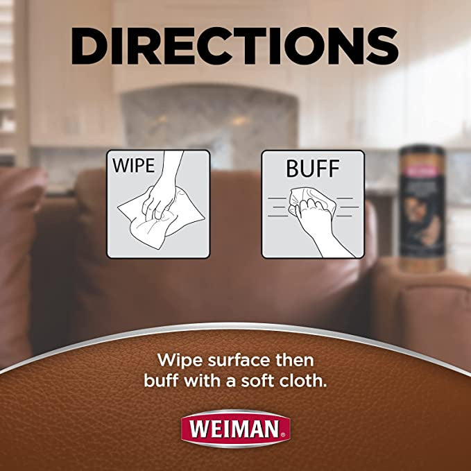 Weiman Leather Conditioning Wipes 3-in-1:Cleans, Conditions and Protects (17.8 cm x 20.3 cm)