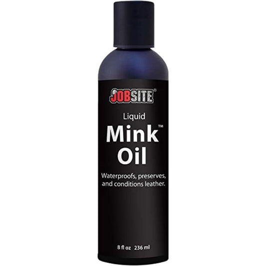 JOBSITE Liquid Mink Oil Waterproofs Preserves & Conditions Leather 8 Oz