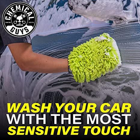 Chemical Guys Chenille Wash Mitt Lime Green 1 Count (MIC493)