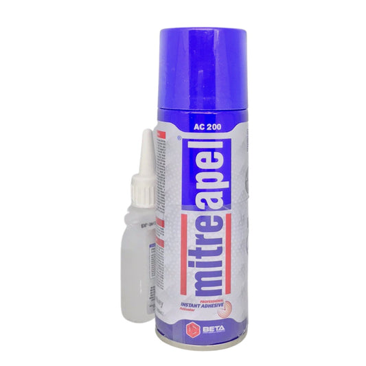 MitreApel Professional Instant Adhesive Activator 6.7 Oz (AC 200) with Cyanoacrylate 1.7 Oz (CA 50)
