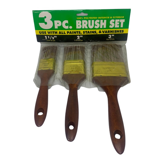 Polyester for Interior & Exterior 3 Piece Brush Set for Paints Stains & Varnishes (02517)
