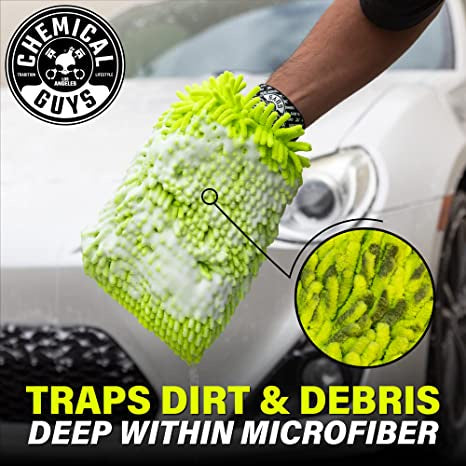 Chemical Guys Chenille Wash Mitt Lime Green 1 Count (MIC493)