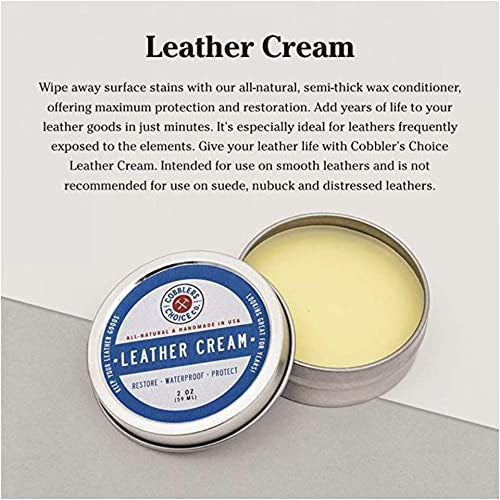 Cobbler's Choice Co. All Natural Leather Cream Restore & Protects Smooth Leather 2 Oz (59ml)