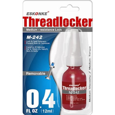 Eskonke Threadlocker M-242 Blue Medium Resistance Lock & Seal Fasteners Prevent Rust & Corrosion 0.4