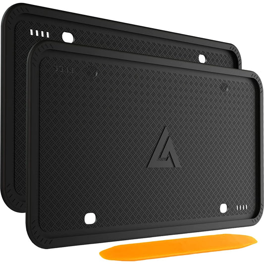 Aujen Silicone US Car License Plate Cover & Frame Rust - Proof Weather - Proof Black Pack Of 2