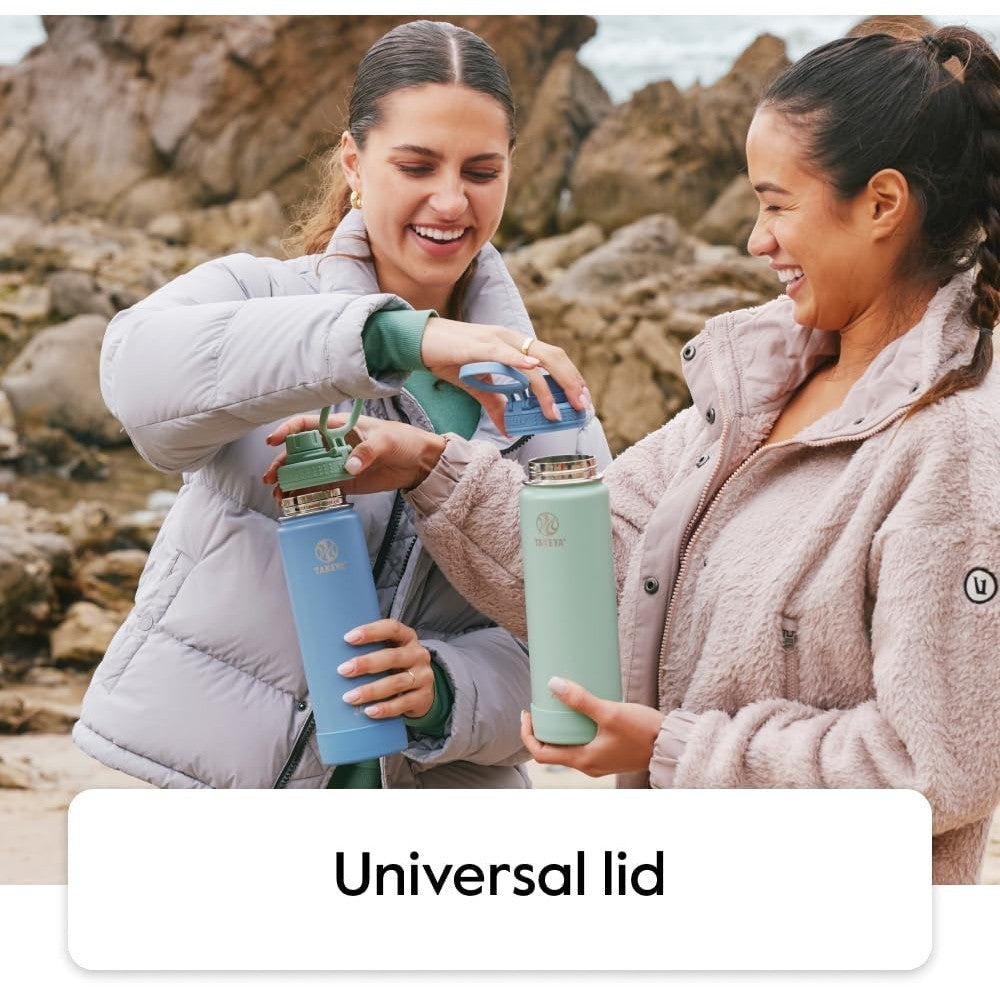 Takeya Actives Insulated Stainless Steel Water Bottle with Straw Lid, Blush 18 oz / 530ml