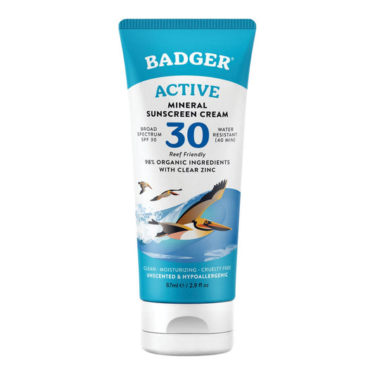 Badger Active Mineral Sunscreen Cream SPF 30 - 87ml