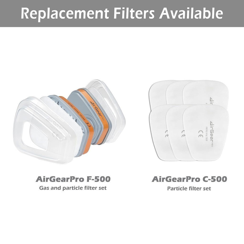 AirGear Pro Reusable Respirator Mask with A1P2 Filters (G-500) 1 Count