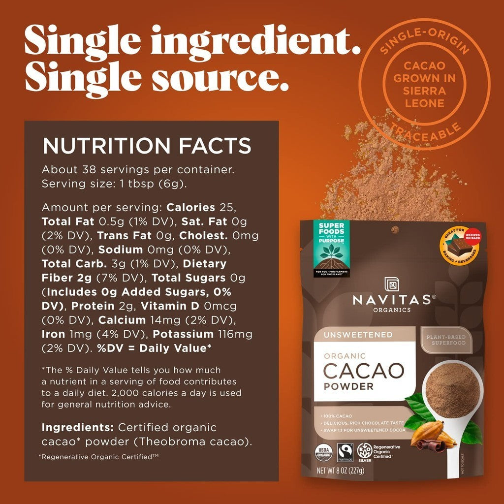 Navitas Organic Cacao Powder Unsweetened 8oz / 227g