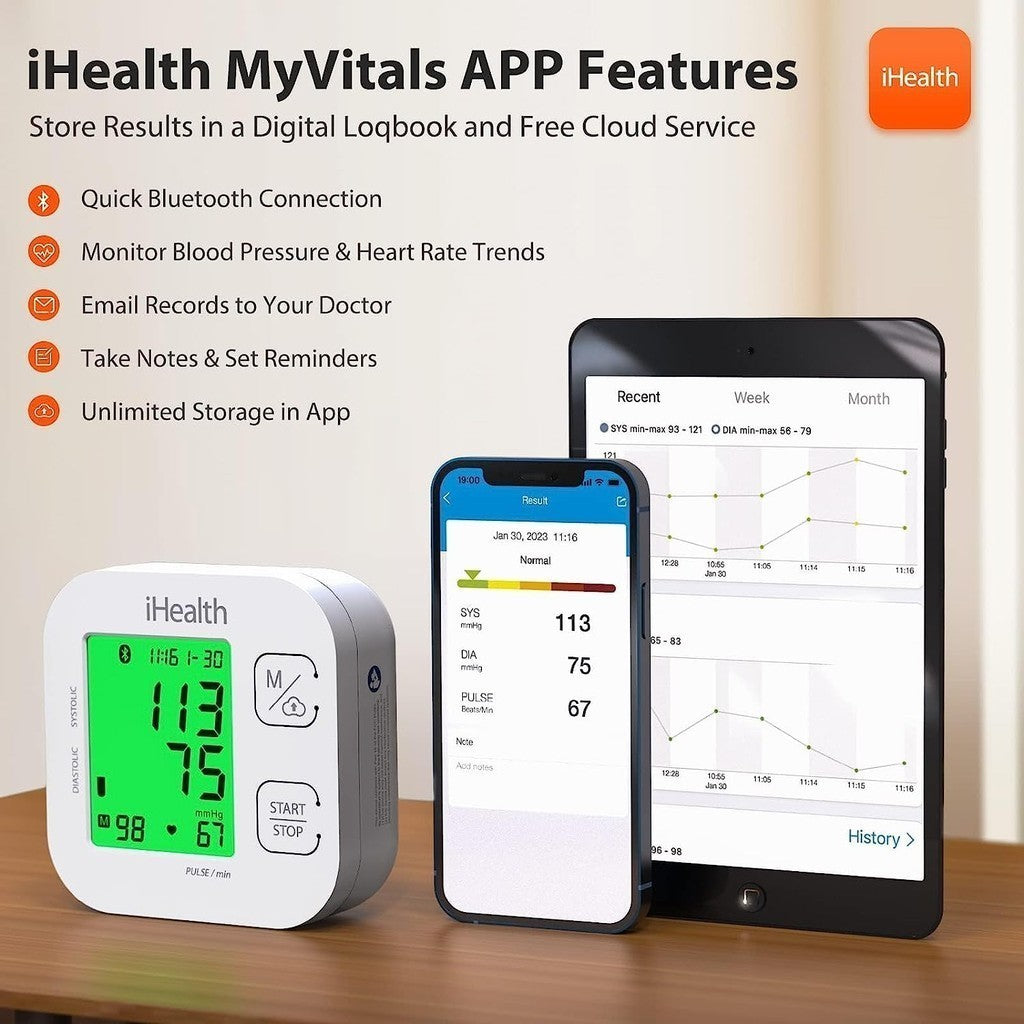 iHealth Track Connected Blood Pressure Monitor (KN-550BT) 1 Count
