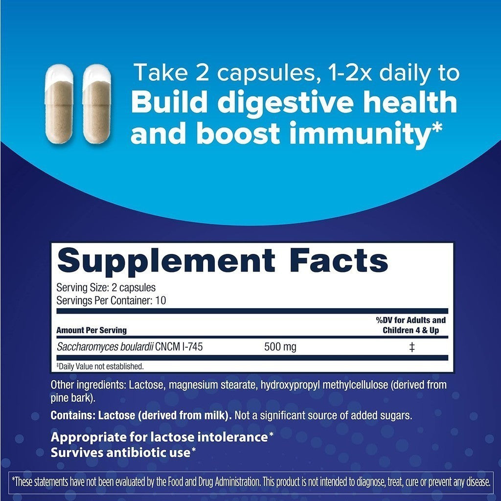 Florastor Dual Action Probiotic Supplement 20 Capsules