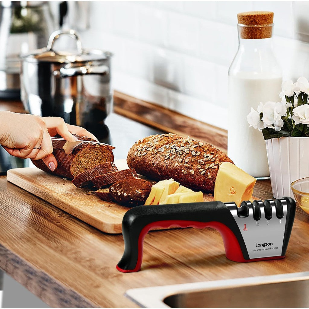 Longzon 4 in 1 Ceramic, Scissors and Steel Knives Sharpener