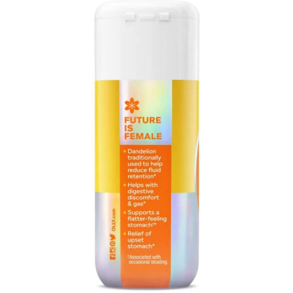 OLLY | Beat the Bloat, Blend Of Dandelion, Fennel And Ginger, (25 Capsules)