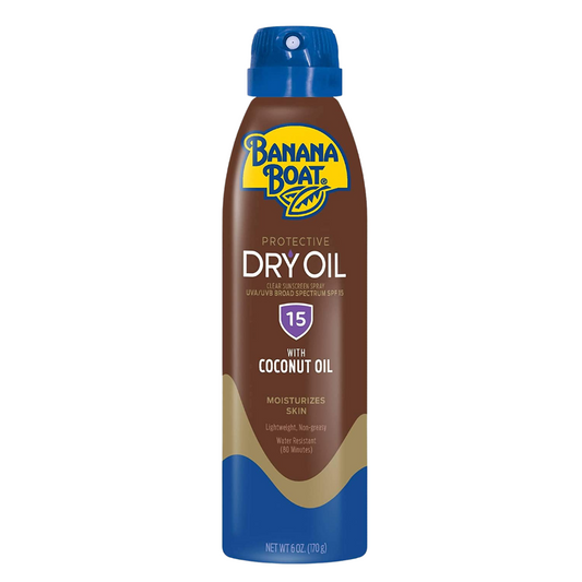 Banana Boat Protective Dry Oil Clear Sunscreen Spray SPF 15 with Coconut Oil Moisturizes Skin 6 oz