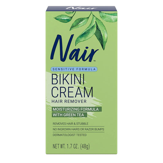 Nair Sensitive Formula Bikini Cream Hair Remover Moisturizing Formula With Green Tea - 48g