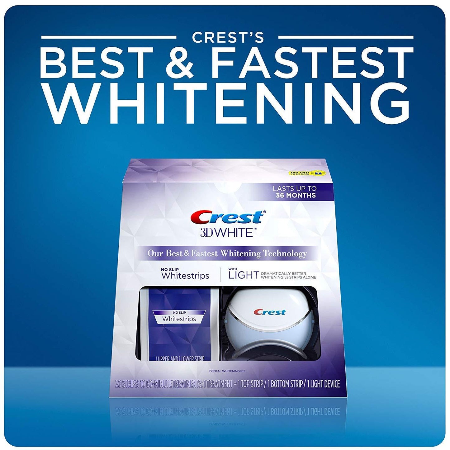Crest 3D White Whitestrips with Light, Teeth Whitening Strips Kit, 10 count (Packaging May Vary)