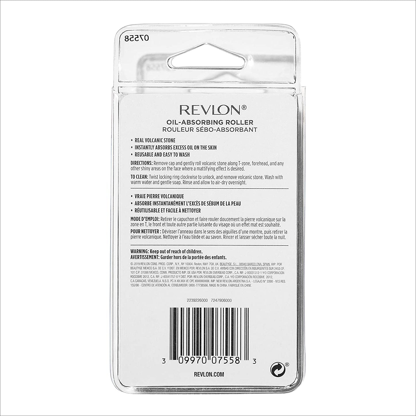 REVLON Oil-Absorbing Volcanic Face Roller, Reusable Facial Skincare Tool & On-the-Go Mini Massage