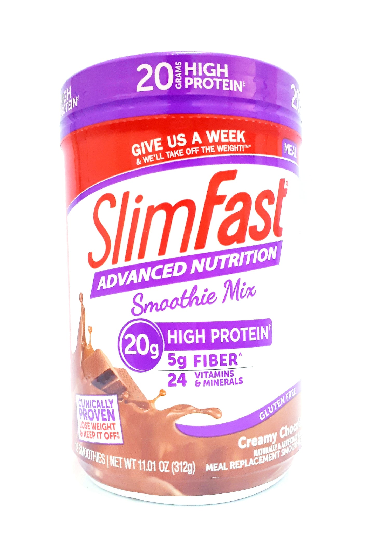 Slimfast Advanced Nutrition Smoothie Mix 20 g High Protein Gluten free Creamy Chocolate 11.01oz 312g