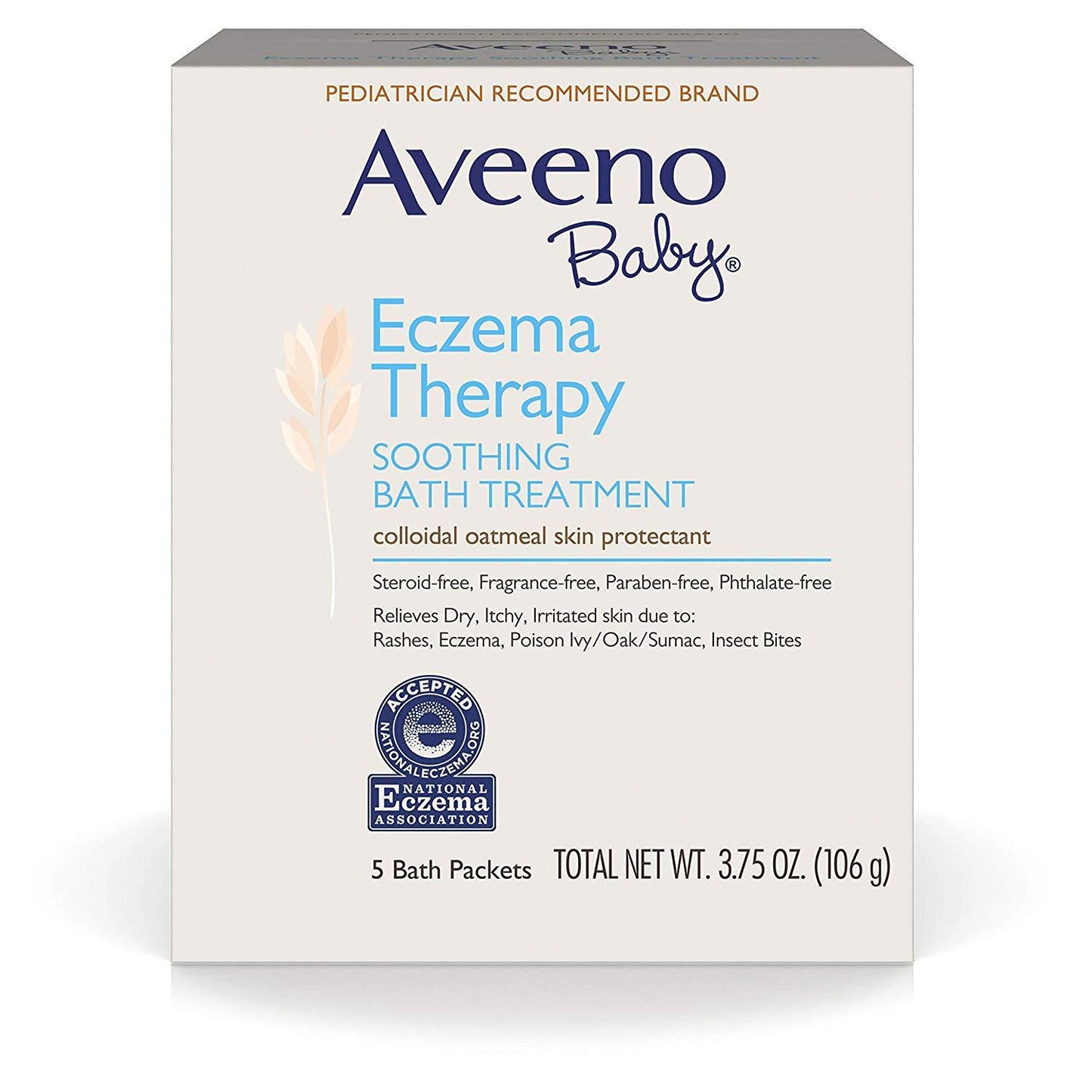 Aveeno Baby Eczema Therapy Soothing Bath Treatment Colloidal Oatmeal Skin Protectant, 3.75 oz. / 106g