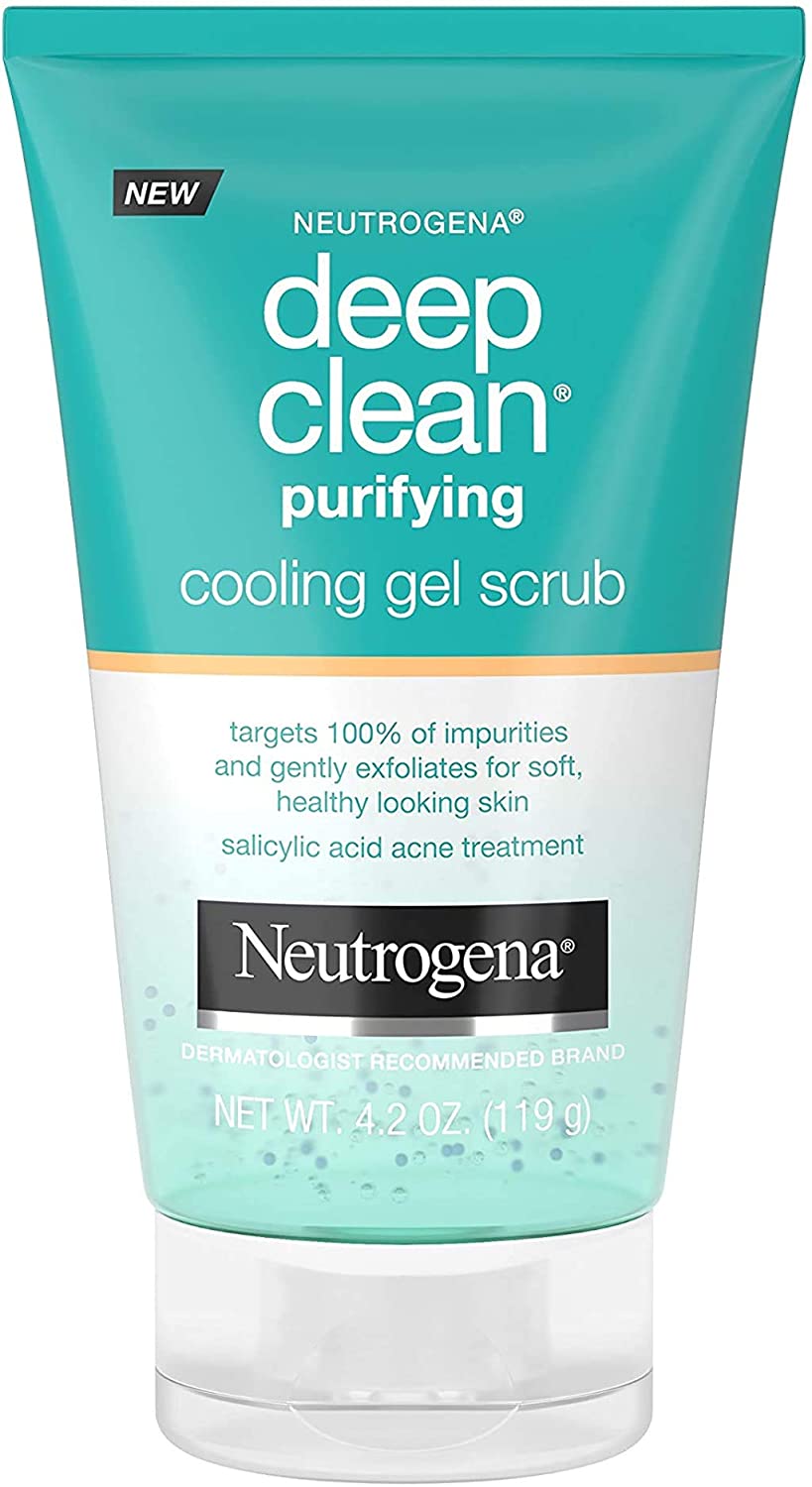 Neutrogena Deep Clean Purifying Cooling Gel Scrub, Salicylic Acid Acne Treatment, 4.2 oz. / 119g