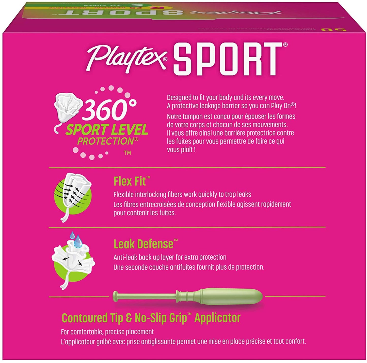 Playtex Sport Tampons with Flex-Fit Technology, Regular and Super Multi-Pack, Unscented, 50 Count