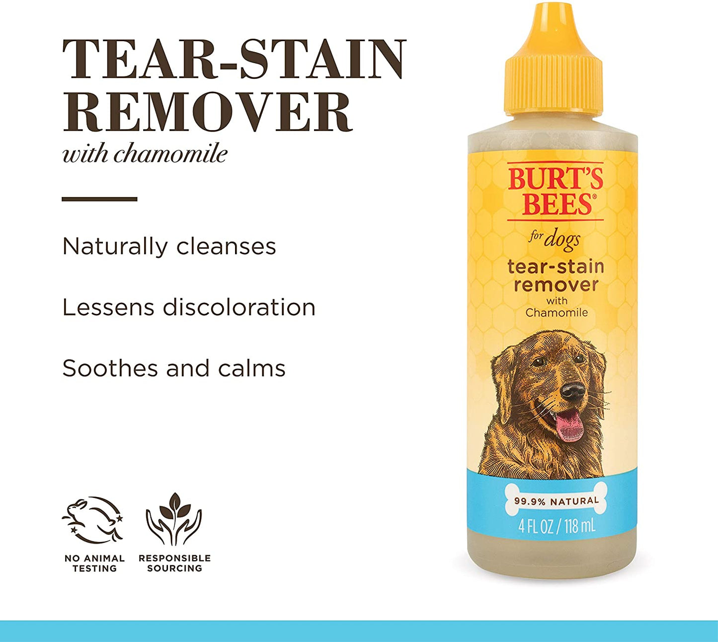 Burt's Bees for Dogs Tear Stain Remover with Chamomile, 4 fl.oz / 118 ml