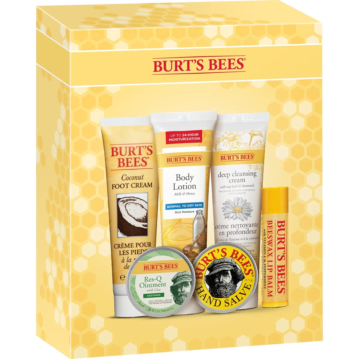 Burt's Bees Timeless Minis Kit Lip Balm Foot Cream Body Lotion Cleansing Cream Ointment Hand Salve