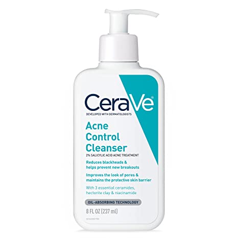 CeraVe Acne Control Cleanser 2% Salicylic Acid Oil - Absorbing Technology 8 Fl Oz (237ml)