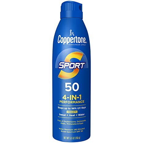 Coppertone Sport Sunscreen Spray 4 In 1 Performance Water Resistant SPF 50 5.5 Oz (156g)
