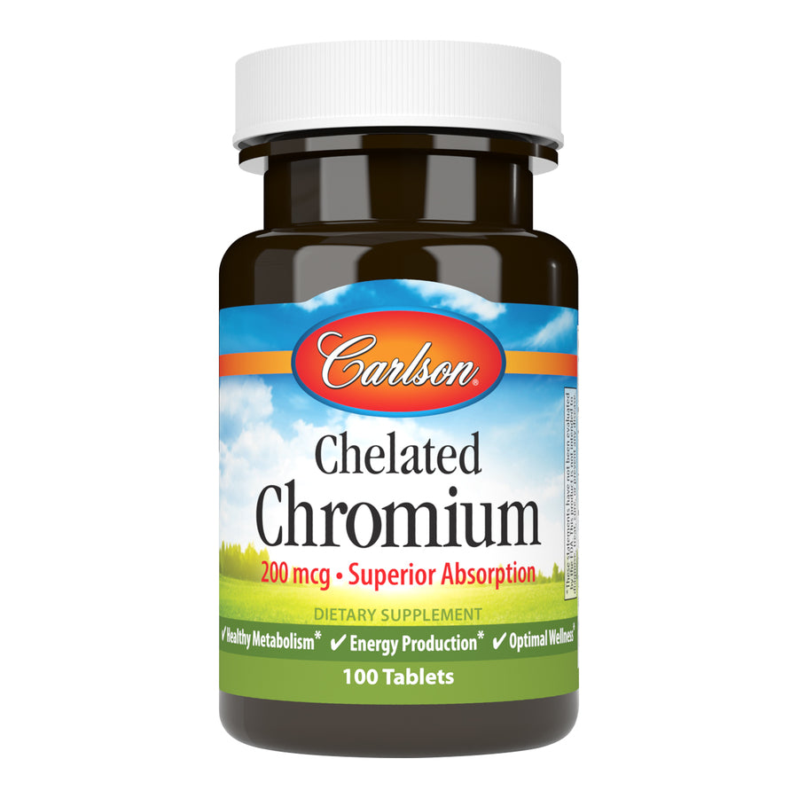 Carlson Chelated Chromium 200mcg Superior Absorption 100 Tablets Healthy Metabolism & Energy Production