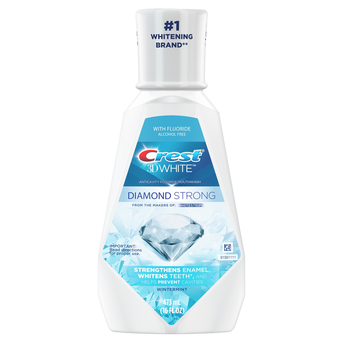 Crest 3D White Diamond Strong Mouthwash Alcohol Free With Fluoride Wintermint 16 Fl Oz 473 ml